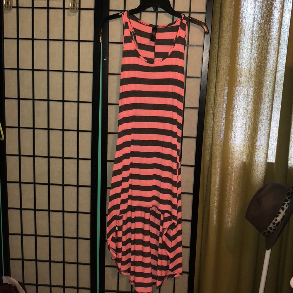 Pink & Gray Striped Dress
